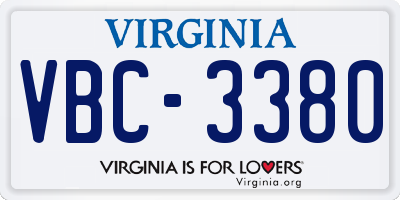 VA license plate VBC3380