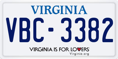 VA license plate VBC3382