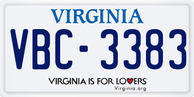 VA license plate VBC3383