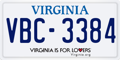 VA license plate VBC3384