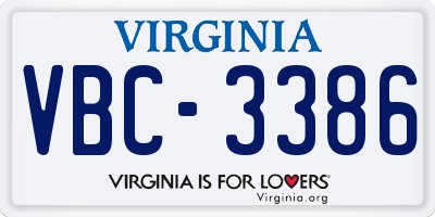 VA license plate VBC3386