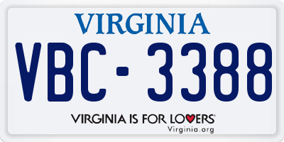 VA license plate VBC3388