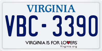 VA license plate VBC3390