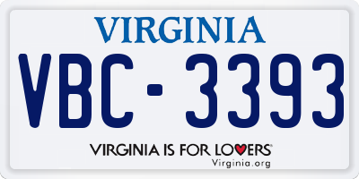 VA license plate VBC3393