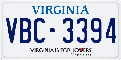 VA license plate VBC3394