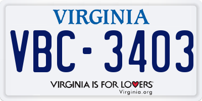 VA license plate VBC3403