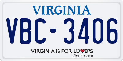 VA license plate VBC3406