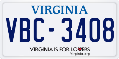 VA license plate VBC3408