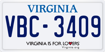 VA license plate VBC3409