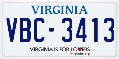 VA license plate VBC3413