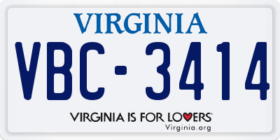 VA license plate VBC3414