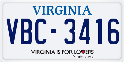 VA license plate VBC3416