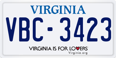 VA license plate VBC3423