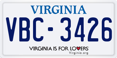 VA license plate VBC3426