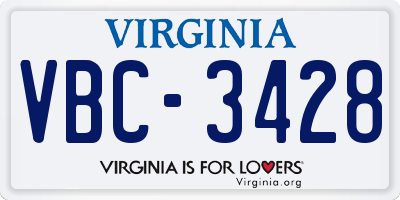 VA license plate VBC3428