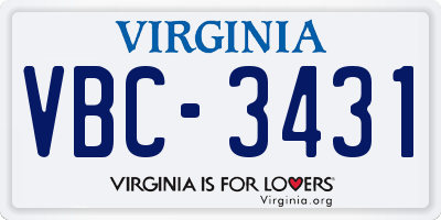 VA license plate VBC3431