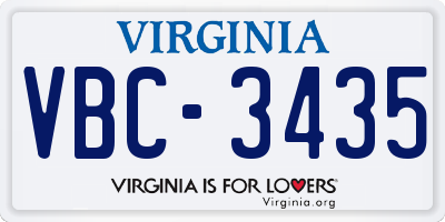 VA license plate VBC3435