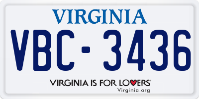 VA license plate VBC3436