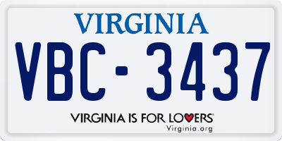 VA license plate VBC3437