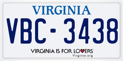 VA license plate VBC3438