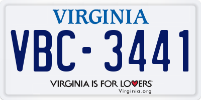 VA license plate VBC3441