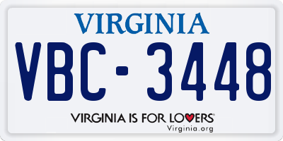VA license plate VBC3448
