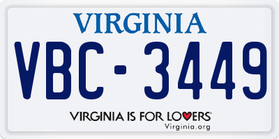 VA license plate VBC3449