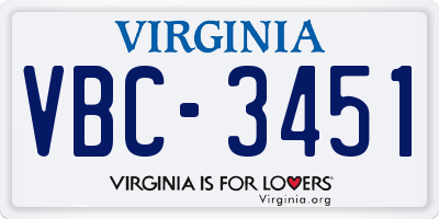 VA license plate VBC3451
