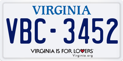 VA license plate VBC3452