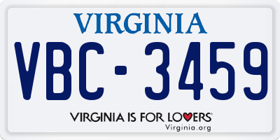 VA license plate VBC3459