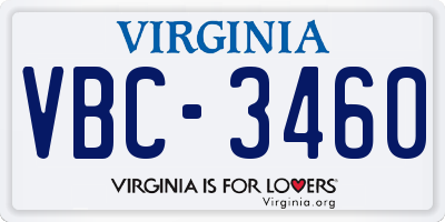 VA license plate VBC3460