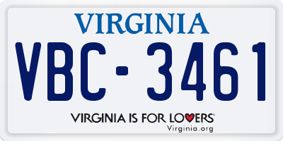 VA license plate VBC3461