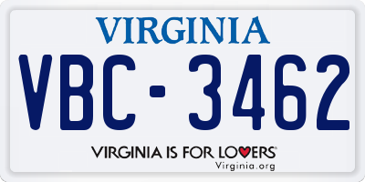 VA license plate VBC3462