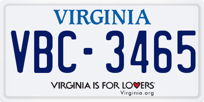 VA license plate VBC3465