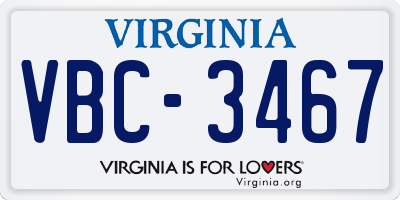 VA license plate VBC3467