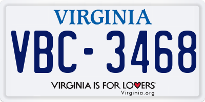 VA license plate VBC3468
