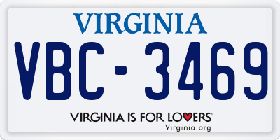 VA license plate VBC3469