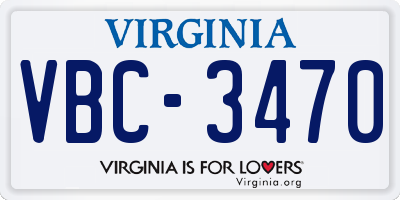 VA license plate VBC3470