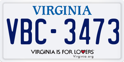 VA license plate VBC3473