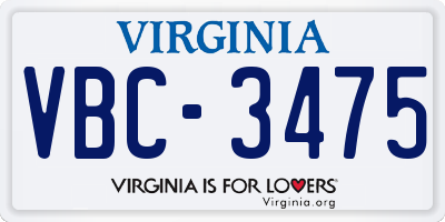 VA license plate VBC3475