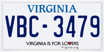 VA license plate VBC3479