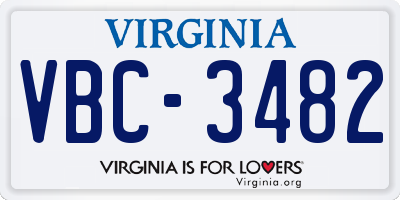 VA license plate VBC3482