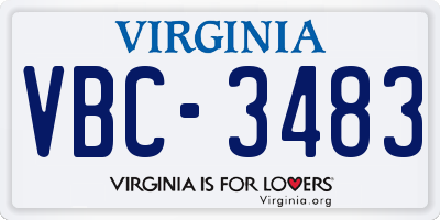 VA license plate VBC3483