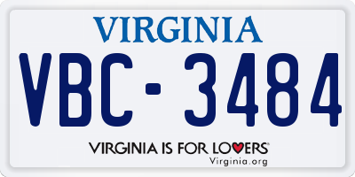 VA license plate VBC3484