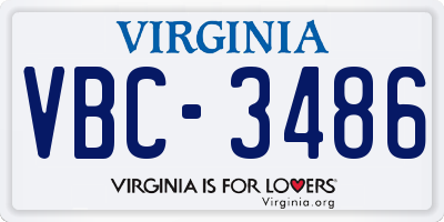 VA license plate VBC3486