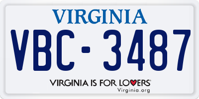 VA license plate VBC3487