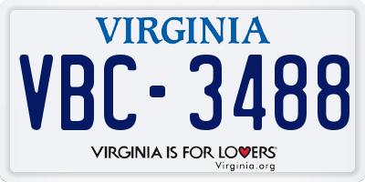VA license plate VBC3488