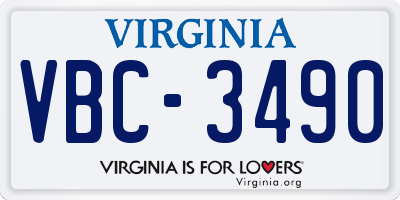 VA license plate VBC3490