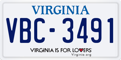 VA license plate VBC3491
