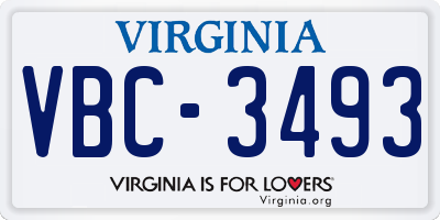 VA license plate VBC3493
